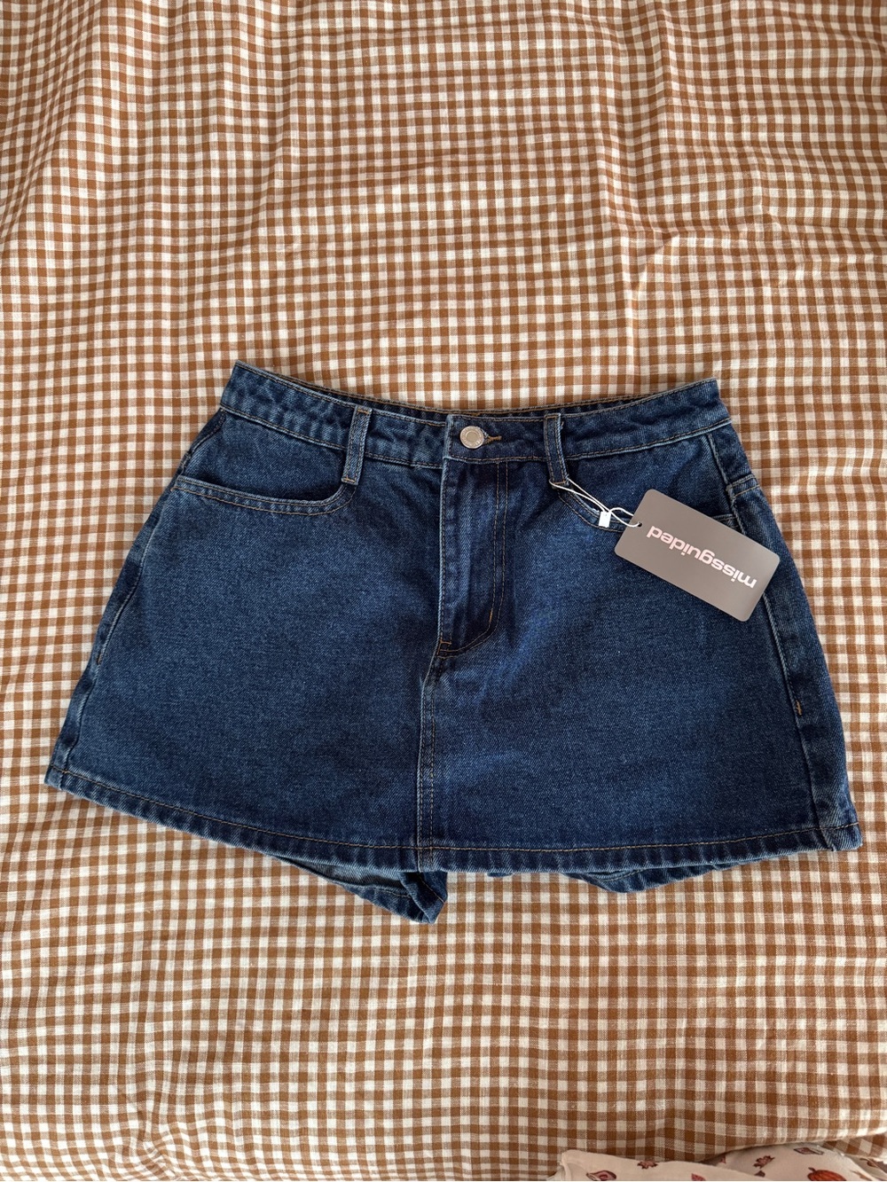 Missguided Dark Indigo Denim A-Line Shorts